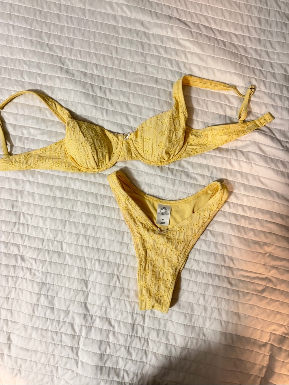 wild fable Yellow Eyelet Lace Bikini Set